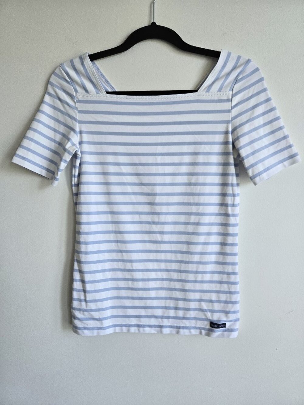 Saint James PLENEUF UV Blue Striped Square-Neck Top | US size 4